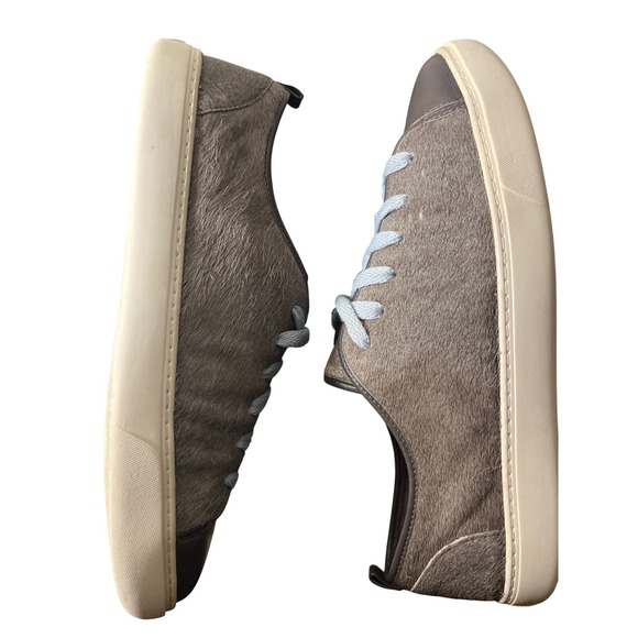 Cole Haan Grand.OS Calf Hair Sneakers Taupe Grey Leather Toe D42696 Womens 8B - Picture 5 of 8